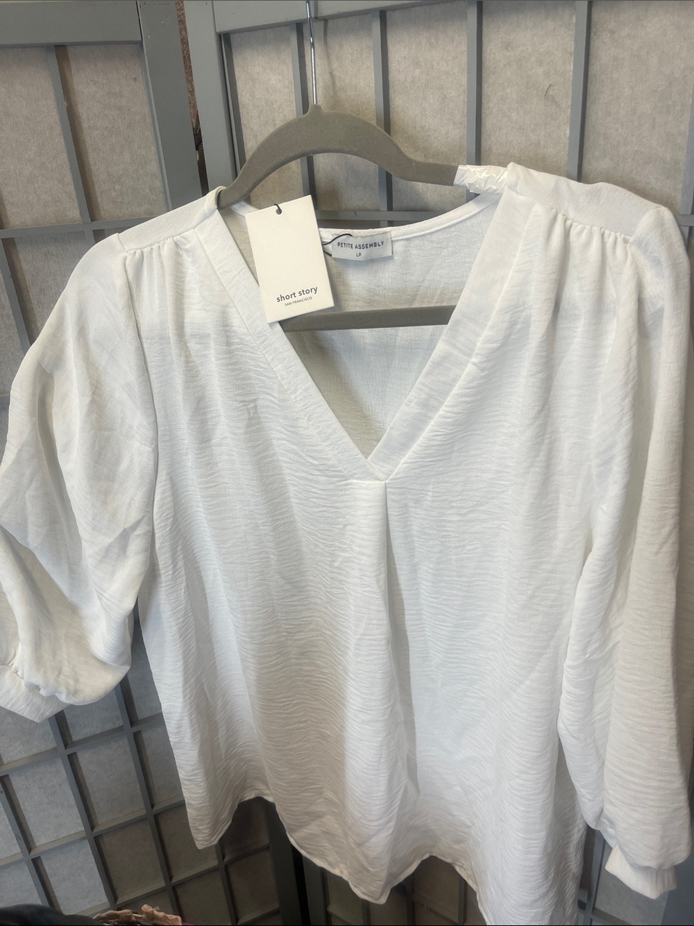 Women's White V-Neck Textured Blouse